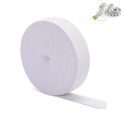 Image of Suncoolla White 5M Long 15/25/35/40/50mm Wide Flat Elastic Band for DIY Webbing Garment Clothing Sewing Accessories (5M*25MM)