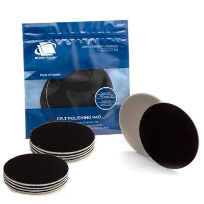 Image of Glass Polish 6 inch (150mm) Pack of 10 Felt Polishing Pads for Glass, Plastic, Metal and Marble