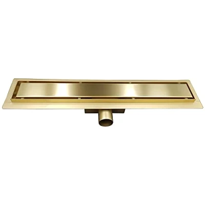 Image of 60cm Gold Coloured Stainless Steel Bathroom Floor Linear Shower Drain Sheet