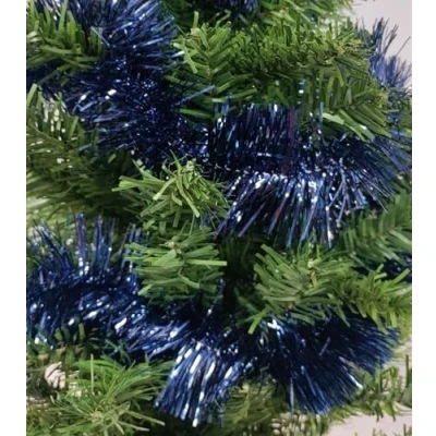 Image of Set Of 4 Night Blue Christmas Tinsel Garland 2.7M Navy Shiny Tree
