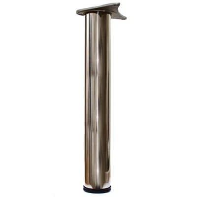 Image of 2 x 870mm Adjustable Chrome Breakfast Bar Worktop Support Table Leg 60mm Diameter