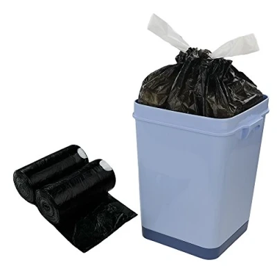 Image of Dynko Small Bin Liners Bags, 10 Liter Drawstring Trash Bag, Black Bags