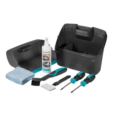 Image of GARDENA maintenance and cleaning: Accessory Kit for the cleaning of Robotic Lawnmower, with sanding, brushes, plastic spray a screwdriver (4067 20)