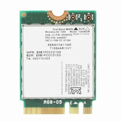 Image of ASHATA Dual Network Card, 2.4G/ 5G Wireless Card for Intel 7260 AC 867Mbps Special Lenovo/ThinkPad,Dual Frequency Wifi with NGFF/ M2 Interface