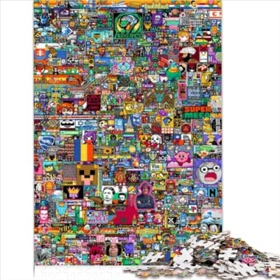 Image of 1000 Pieces Jigsaw Puzzles world pixel art Chunky Puzzle Premium Cardboard for Adults Kids Age 12+ Educational Stress Relief Toy 1000pcs（26x38cm）