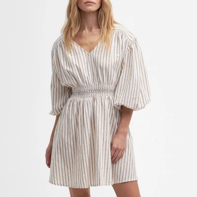 Image of Barbour Ella Striped Cotton Blend Dress UK 14