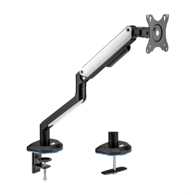 Image of AISENS RGB Gaming Table Stand Swivel and Tilt Counterweight for Monitor TV 9kg 3 Pivots 1 Arm 17 32 Black White