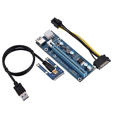 Image of Cuifati PCI E to Express Adapter,PCI Adapter,Mini Express16x Extender Riser Adapter With SATA Power Cord, 4 Solid State Capacitors 6pin Interface,for Video Card Mining