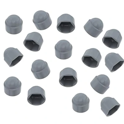 Image of TERF® M8 Grey Plastic Hex Nut Bolt Dome Cap Cover (13mm Spanner) and Protective Caps Hexagonal Pack of 20