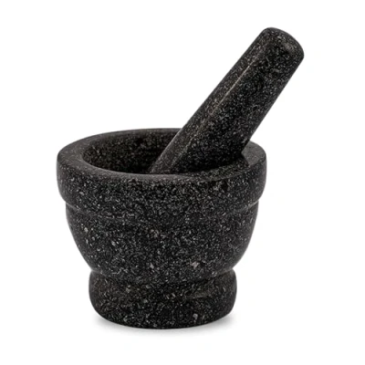 Image of ALAYSTAR Premium Polished Marble Mortar and Pestle Spice Herb Seed Salt Pepper Grinder Classic Anti Scratch Crusher Grinding Paste Smasher (BLACK)