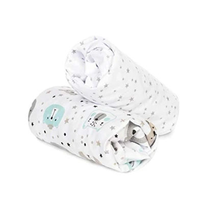 Image of Set of 2 Flannel Fitted Sheets for Baby Bedside Cribs and Cots, 83x50 cm 100% Warm Soft Cotton Winter Sheet Children&#039;s Cot