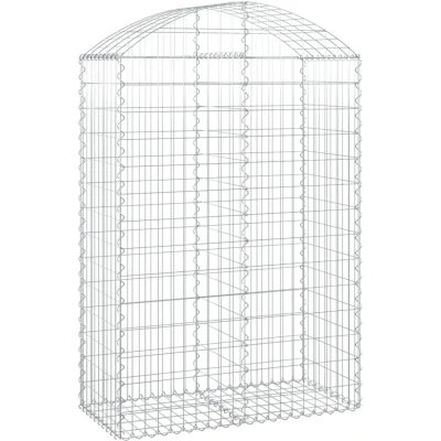 Image of vidaXL Arched Gabion Basket 100x50x140/160 cm Galvanised Iron