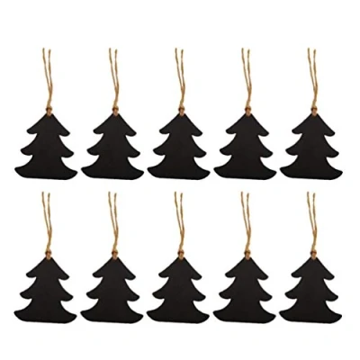 Image of VOSAREA 10pcs Christmas Tree Shape Chalkboard Tags Mini Wooden Hanging Name Message for Wedding Party DIY Crafts