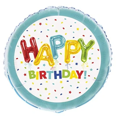 Image of Vibrant Happy Balloon Birthday Round Foil (45cm) Perfect for Any Age Celebration, &amp; Parties 1 Pc