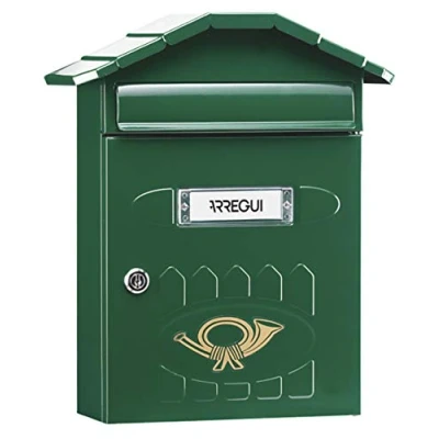 Image of Arregui Villa Outdoor Letterbox (Steel, 360 x 298 120 mm), Green, E5003