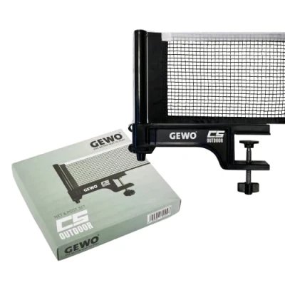 Image of GEWO CS Outdoor Table Tennis Net Weatherproof for Use Robust Set Brackets and Handy Height Adjustment Screw Easy to Assemble, Sturdy Black Yarn
