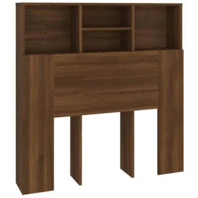 Image of vidaXL Headboard Cabinet Home Indoor Bedroom Bookcase Wooden Storage Bed Backboard Footboard Furniture Accessory Brown Oak