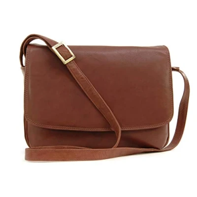 Image of VISCONTI Women&#039;s Leather Crossbody Bag Medium Organiser Handbag Multiple Pockets Adjustable Shoulder Strap 03190 CLAUDIA Brown