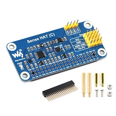 Image of Sense HAT (C) for Raspberry Pi 4B/3B+/3B/2B/B+/A+/Zero/Zero W Onboard Gyroscope, Accelerometer, Magnetometer, Barometer, Temperature and Humidity Sensor,Supports External Sensors, I2C Interface