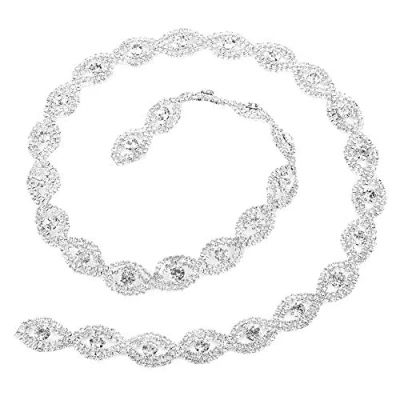 Image of Liyeehao Decorative 1 Yard Bling Rhinestone Ribbon, Sparkling Roll, Wrap, for Crafts Arts(Silver white diamond)