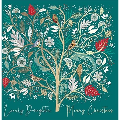Image of National Trust Lovely Daughter Festive Birds Foiled Christmas Card Xmas Cards 476495
