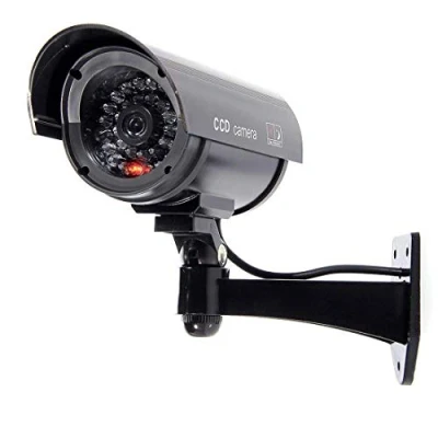 Image of BW 1100B Outdoor Indoor Fake Dummy Imitation CCTV Security Camera with Blinking Flashing Light Bullet Shape Black