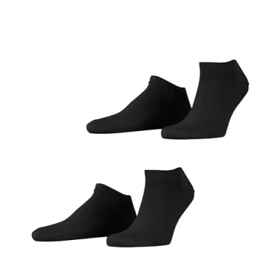 Image of ESPRIT Men&#039;s Basic Uni 2 Pack M SN Cotton Low Cut Plain Pairs Trainer Socks, Black (Black 3000), 8.5 11