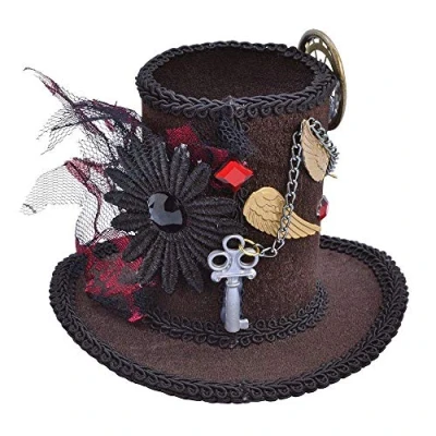 Image of Bristol Novelty BH612 Steampunk Tall Top Hat Mini, Womens, One Size
