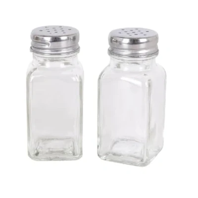 Image of PARENCE. Set of Traditional Salt and Pepper Shakers 8.5x4.5x10cm 2 Classic Containers Transparent, Kitchen, Home