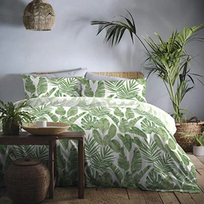 Image of Dreams &amp; Drapes Tahiti Easy Care Duvet Cover Set 1 pack, Single Bed Size in Green
