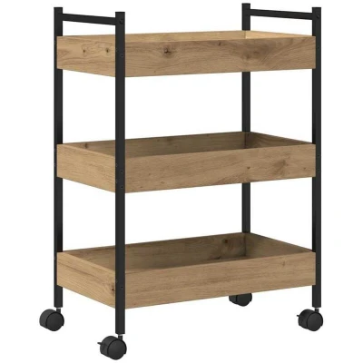 Image of vidaXL Kitchen Trolley Artisan Oak 50x30x70 cm Engineered Wood
