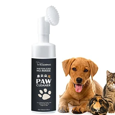 Image of Toseky Pet Foot cleaner Foam Dog Feet No Rinse Foaming paw Cleanser,Dog Puppy for Cute Cats With Cleaning Silicone Brush dogs