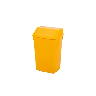 Image of Addis 60 Litre Medical Clinical Recycling Commercial Utility Waste Trash bin with Swing Flip top Lid, All Yellow Colour, 519033AMP