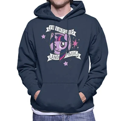 Image of My Little Pony Twilight Sparkle Friendship and Magic Men&#039;s Hooded Sweatshirt Navy Blue