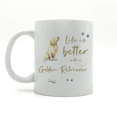 Image of Image Industry Life is Better Golden Retriever Ceramic Mug Dog Lovers Coffee