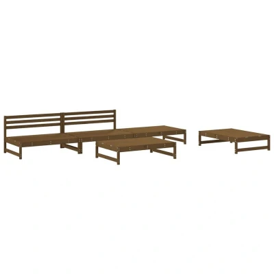 Image of vidaXL 5 Piece Garden Lounge Set Honey Brown Solid Wood Pine