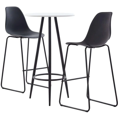 Image of vidaXL 3 Piece Bar Set Plastic Black