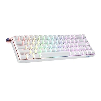Image of Geeky GK65 SE 65% Mechanical Gaming Keyboard 68 Keys Multi Color RGB LED Backlit for PC/Mac Gamer ANSI US American Layout (White, Speed Yellow)