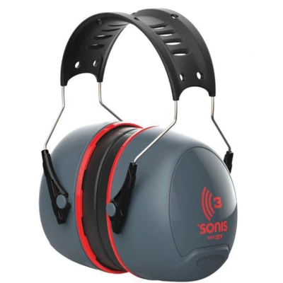 Image of JSP Sonis3 Adjustable Ear Defenders grey/red (AEB040 0A1 A00)