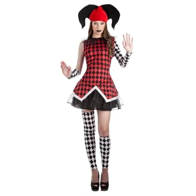 Image of Boland 84072 Adult Harlequin Lady Costume, Multi Coloured, XXL