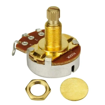 Image of Guitar Full Size Pots A500K Split Knurled Long Shaft Volume Taper Potentiometers Electric Bass Replacement