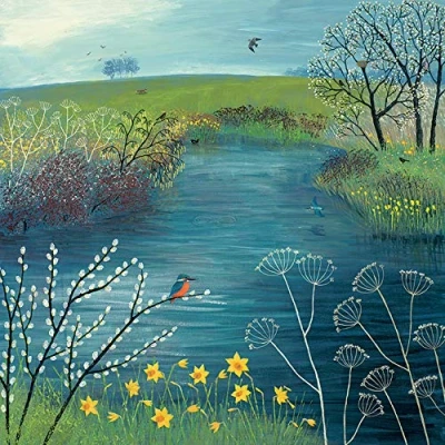Image of The Art Group Jo Grundy (Spring at Kingfisher Pool) Canvas Print 85 x 85cm, Wood, Multi Colour, 1.3 cm
