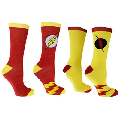Image of DC Comics Flash Reverse 2 Pack Casual Crew Socks, Multi coloured, Shoe Size: 6 12