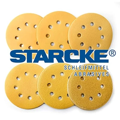 Image of 125MM 5&quot; P40 Starcke sanding discs, 8 hole, hook and loop, pack of 50