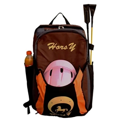 Image of TentHome Professional Horse Riding Boot Bag Helmet Parent Child Equestrian Backpack with Hat compartment (Adult/teenager/youth Edition:55x36cm, Brown)