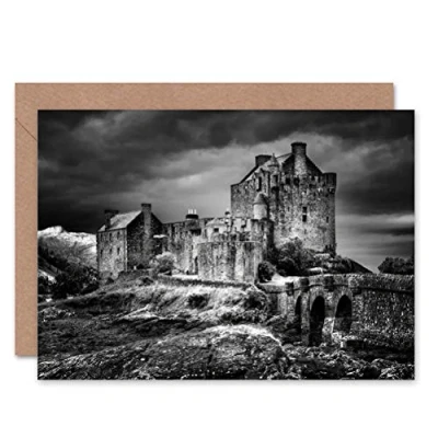 Image of Wee Blue Coo EILEAN DONAN CASTLE SCOTLAND HIGHLANDS BLANK GREETINGS BIRTHDAY CARD