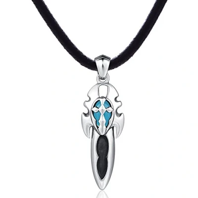 Image of DonDon Mens Leather Necklace 19.7&quot; 50 cm with Stainless Steel Pendant Lucky Charm