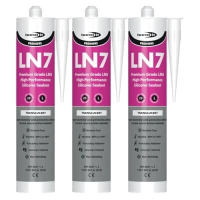 Image of Bond It LN7 Premium Low Modulus Neutral Cure Silicone 3x Translucent, 310ml Grade Versatile Sealant for Glass Metals Plastics &amp; Construction Applications