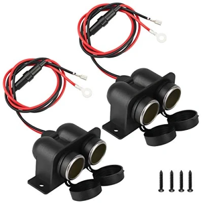 Image of Cigarette Lighter Distributor Car Adapter, Waterproof Marine Grade 12 V/24 V DC Double Hole Socket [Two Specifications] (2020 Models (2 Pieces)