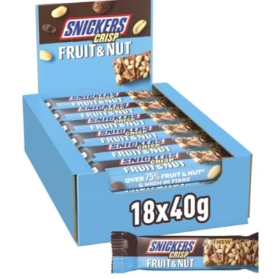 Image of Snickers Fruit &amp; Nut Milk Chocolate Snack Bars 18 x 40g Case